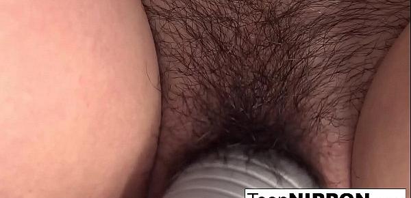  Horny Asian teen has her hairy pussy punished with toys